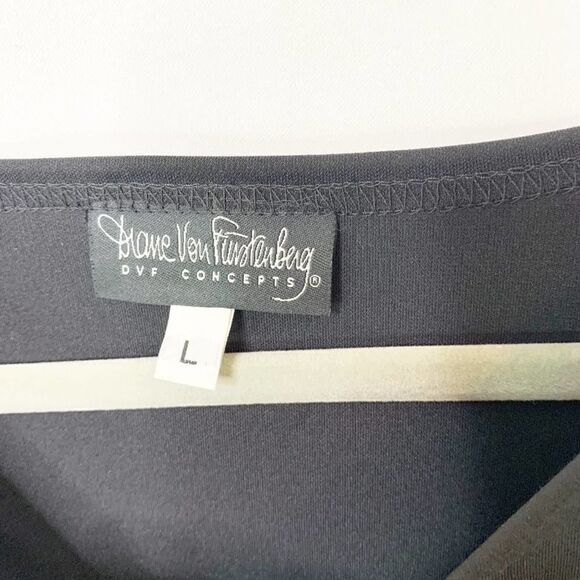 Diane Von Furstenberg Vintage Shirt Womens Large Black Velvet 3/4 Sleeve Blouse - Picture 5 of 5